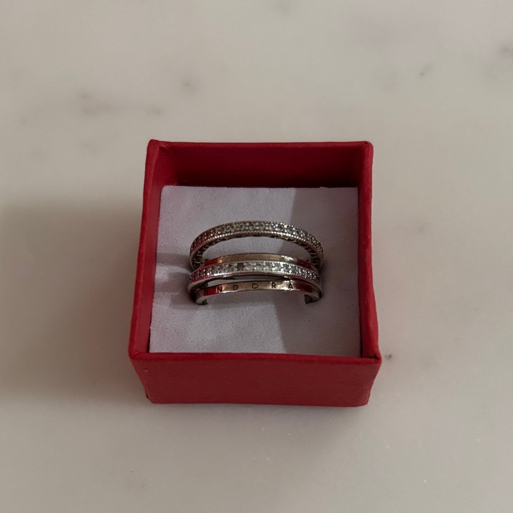 Pandora Silver and Gold Sparkling Ring